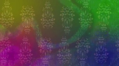 Renkli unsurlarla hareketli arka plan görüntüleri. Çiçekler. Eski model. Bayrak tarzı. Video kaydı. Şablon. Döngü. Kusursuz..