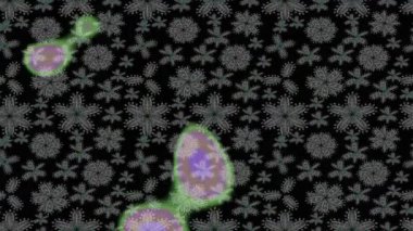 Renkli unsurlarla hareketli arka plan görüntüleri. Çiçekler. Eski model. Bayrak tarzı. Altın, altın. Video kaydı. Şablon.