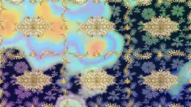 Renkli unsurlarla hareketli arka plan görüntüleri. Çiçekler. Eski model. Bayrak tarzı. Video kaydı. Şablon. Döngü. Kusursuz..