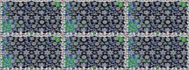 Çiçekler, dallar, bitkiler ve çiçekler. Raster illüstrasyonu. El çizimi. Güzel kumaş deseni.