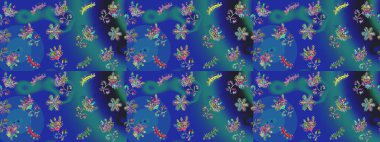 Kar Tanesi Simgesi. Raster illüstrasyonu. Kar taneleri mavi, yeşil ve mor renklerde izole edilmiş. Raster illüstrasyonu.