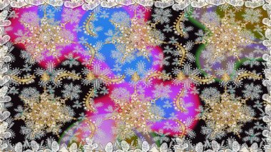 Kusursuz altın desen. Raster oryantal süs. Altın elementlerle gri renklerde altın desen.