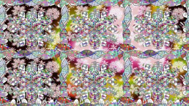 Raster deseni. Çiçekler, suluboya ile dikişsiz çiçek deseni. Küçük çiçek Güzel Çiçek desen.