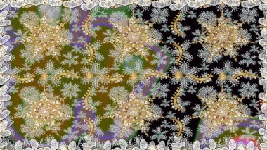 Raster altın desen. Doğulu stil, altın elementli gri renkli altın desenli arabesk yapar. Kusursuz kıvırcık saçlar..