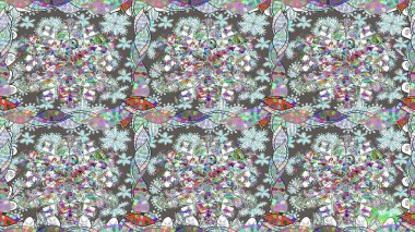 Raster illüstrasyonu. Kusursuz çiçek deseni duvar kâğıdı olarak kullanılabilir. Tarafsız renklerde çiçekler.