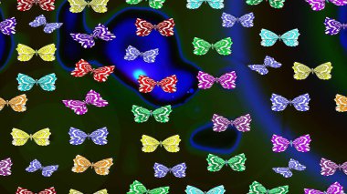 Davetiye, kart ve parmak izi için basit kadınsı bir model. Uçan kelebek keten temalı Raster çizimi. Gri renkteki kelebek şablonunun aksine. Giysiler için böcek kumaşı klipsleri tekrarlanıyor.