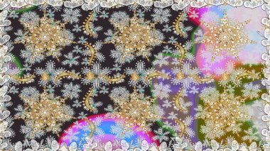 Klasik klasik klasik arka plan. Geleneksel oryantasyon süsü. Kusursuz klasik raster grisi ve altın desen.