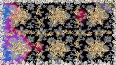 Raster klasik barok çiçeksiz altın desenli. Altın elementli gri renkli altın desenli. Lüks, kraliyet ve Viktorya dönemi konsepti. Süsleme.