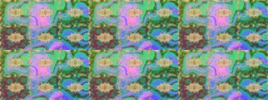 Raster oryantal süs. Altın şablonu çiz. Altın elementlerle yeşil renklerde altın desen.