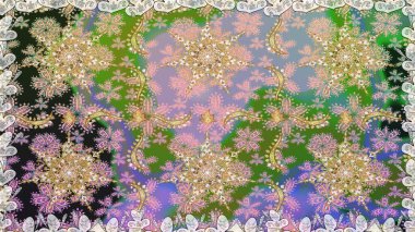 Geleneksel raster ve altın desen. Tarafsız renkler üzerinde klasik oryantal desen. Damask pürüzsüz süsü.