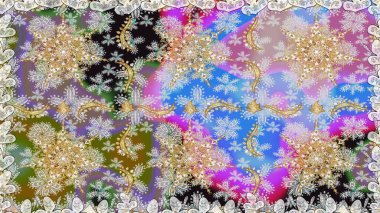 Tarafsız renklerdeki altın desenler ve altın elementler. Raster klasik barok çiçeksiz altın desenli. Lüks, kraliyet ve Viktorya dönemi konsepti. Süsleme.