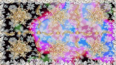 Tarafsız renklerde altın rengi ve altın elementler üzerinde altın pürüzsüz desen. Tarafsız renklerde, altın elementlerle kusursuz klasik desen. Noel, kar tanesi, yeni yıl.