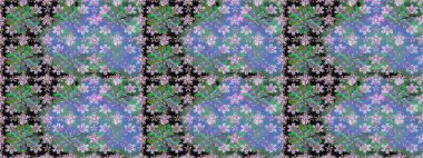 Şirin çiçek elementleri. Mavi renkli çiçekler. Raster illüstrasyonu. Kusursuz..