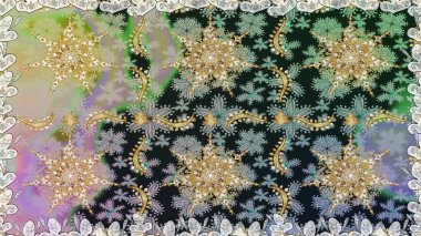 Gri renkli ve altın elementli altın desenli. Kusursuz altın desen. Raster doğulu süsü.