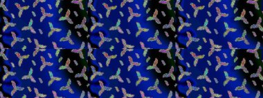 Kar tanesi süsleme deseni. Renkli arka planda izole edilmiş kar tanelerinin düz tasarımı. Kar taneleri arka planda. Kar taneleri deseni. Raster illüstrasyonu.