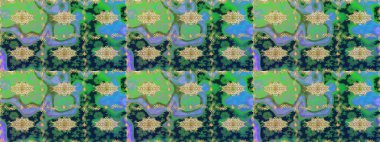 Senin tasarımın için, duvar kağıdı. Altın renkli çizim çizimi. Altın çiçekli yeşil renklerde altın eskiz deseni. Raster geometrik arkaplanı.