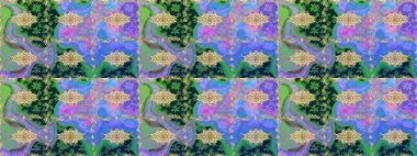 Barok tarzında duvar kâğıdı tasarımı için eskiz şablonu arka planı. Süslü raster dekorasyonu. Altın elementlerle mavi renklerde altın desen.