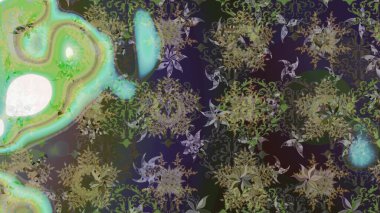 Eskiz klasiği. Raster Şirin kumaş deseni. Renkli Bahar Teması eskiz kalıbı. Düz Çiçek Elementleri Tasarımı.