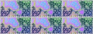 Renkli Bahar Temalı Kusursuz Arkaplan. Zentangle soyut çiçekleri. Karalama çiçeği. Düz Çiçek Elementleri Tasarımı. Raster illüstrasyonu. Şirin kumaş deseni.