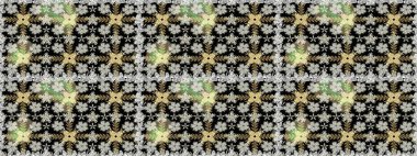 Küçük çiçekli kusursuz yay deseni. Suluboya tarzında siyah renklerde. Raster illüstrasyonu.