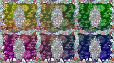 Raster illüstrasyonunda kusursuz çiçek deseni. Yeşil renkte çiçekler.