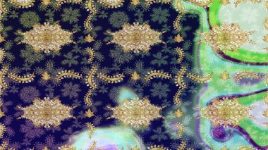 Klasik Raster Gri ve Altın desenli çizim. Klasik klasik klasik arka plan. Geleneksel oryantasyon süsü.