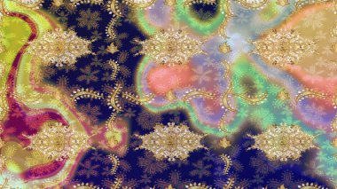 Raster Golden Mehndi eskiz kalıbı. Bej renkli desen. Kına dövmeli süs çiçekleri, altın çıkartmalar, mehndi ve yoga tasarımı, kartlar ve parmak izleri..