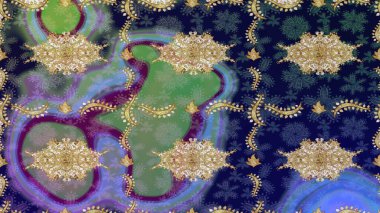 Altın kar tanesi basit bir çizim kalıbı. Soyut duvar kâğıdı, ambalaj dekorasyonu. Kış sembolü, Mutlu Noeller, Mutlu yıllar 2019. Mavi renkte Raster altın deseni.