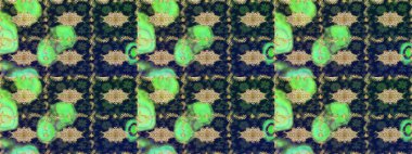 Altın şablonu çiz. Raster oryantal süs. Altın elementlerle mavi renklerde altın desen.