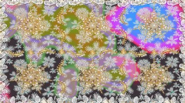 Tekrarlayan elementlerle kusursuz soyut arkaplan. Gri ve altın desenli. Zarif raster klasik desen.