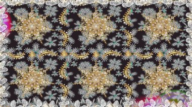 Kusursuz soyut bir arkaplan. Raster illüstrasyonu. Oriental raster klasik gri ve altın desenli.