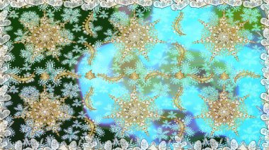 Kusursuz klasik raster altın desenli. Raster illüstrasyonu. Klasik klasik klasik arka plan. Mavi renklerde altın elementlerle kusursuz desen. Geleneksel oryantasyon süsü.