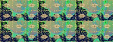 Raster illüstrasyonu. Oriental raster klasik yeşil ve altın desenli. Soyut arkaplan çizimi.