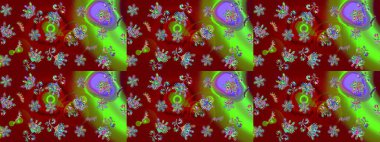 Düz Çiçek Elementleri Tasarımı. Sevimli çiçek raster deseni. Renkli Bahar Teması eskiz kalıbı. Kırmızı renkte çiçekler.