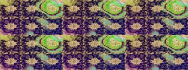 Tasarım için Damask çizim kalıbı. Kahverengi renklerde altın elementlerle Raster çizim deseni.