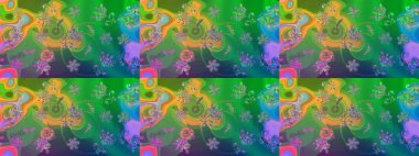 Kış kar taneleri, raster arka plan. Yüzey için tekrarlanan doku, ambalaj kağıdı, yeşil ve mavi renkte kar tanesi.