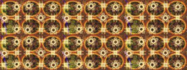 Raster illüstrasyonundaki çiçek desenli çizim. Renkli Yaz Temalı eskiz kalıbı. Düz Çiçek Elementleri Tasarımı. Kahverengi renkte çiçekler.