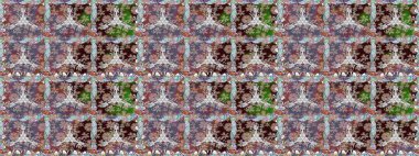 Kahverengi renkli Asya tekstili. Raster illüstrasyonu. Kusursuz çiçek deseni.