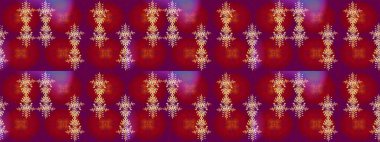 Sanat terapisi tarzı zen çizim için kırmızı, mor ve turuncu mandala şeklinde kar taneleri. El çizimi, dövme stili, kumaş tasarımı ve Raster illüstrasyonunda kartlar..