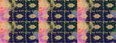 Mavi renkler ve altın elementler üzerine çizim. Raster oryantal süs. Altın deseni çiz.