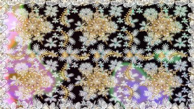 Altın elementlerle nötr renklerde altın desen. Raster oryantal süs. Kusursuz altın desen.