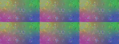 Raster Çiçek İllüstrasyonu güzel tekstil. Yeşil renkli etnik çiçeklerle kusursuz bir desen..