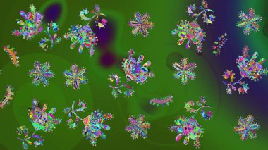 Suluboya tarzında yeşil renkte. Küçük çiçekli yay deseni çiz. Raster illüstrasyonu.