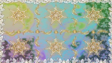 Tarafsız renklerde kusursuz desen. Kusursuz altın desenli bukleler. Raster altın pürüzsüz desen. Doğu tarzında altın elementler arabesk.