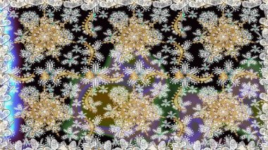 Klasik klasik klasik arka plan. Kusursuz klasik raster altın desenli. Gri renkli ve altın elementli altın desenli. Geleneksel oryantasyon süsü.