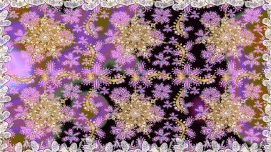 Raster geleneksel altın pürüzsüz deseni nötr renklerde. Barok tarzında kusursuz bir doğulu süsü..