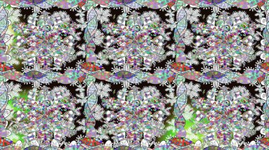 Fantezi çiçekli kusursuz desen, doğal duvar kağıdı, çiçek desenli kıvrım çizimi. Paisley el çizimi elementler. Ev dekoru.