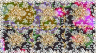 Altın elementli gri renkler. Raster illüstrasyonu. Kusursuz altın desenli bukleler. Raster altın desen. Doğu tarzı arabesk.