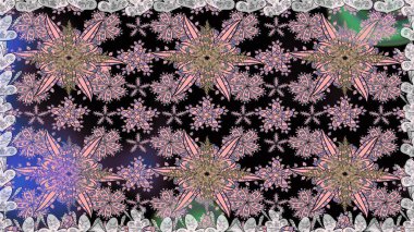 Kumaş, duvar kağıdı ve kağıt üzerine baskı yapmak için gelişen arka plan. Raster illüstrasyonu. Sevimli, pürüzsüz desenli, küçük çiçekli, klasik tarzda. Moda arka planında parlak buketler.