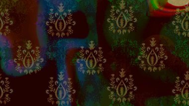 Raster illüstrasyonundaki çiçek desenli çizim. Kahverengi renkte çiçekler.